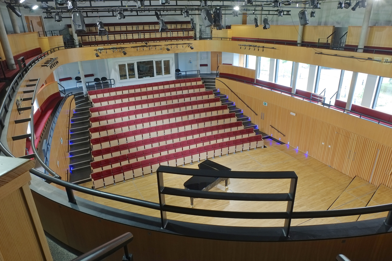 View from the upper balcony at the rear of the hall